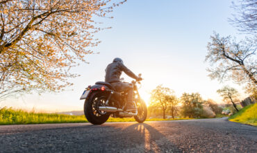 spring team road with motorcycle rider