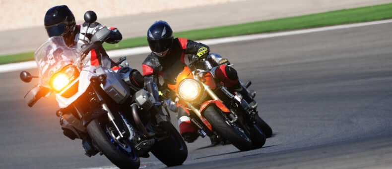 two motorcycles racing