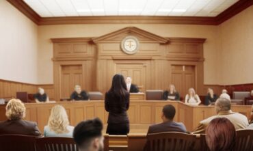 People from behind in a court room - cheap DUI insurance in Georgia.