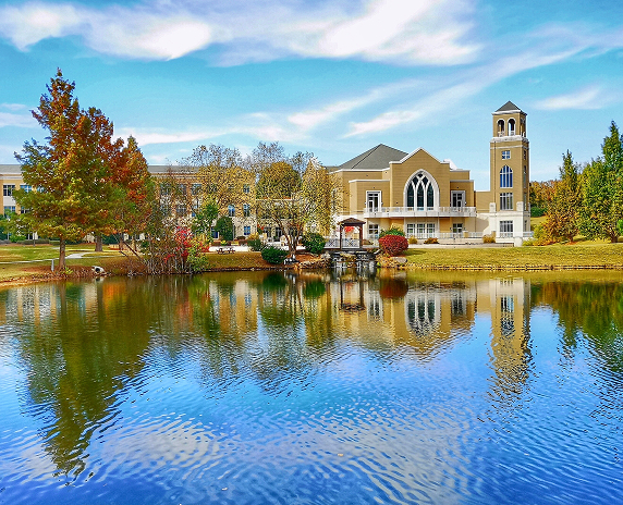 Reflection by the lake in Perimeter Church GA.