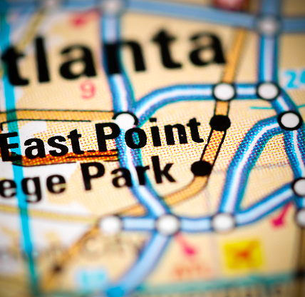 East Point. Georgia. USA on a map – cheap car insurance in Georgia.