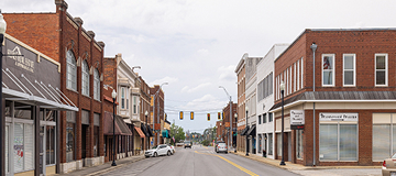 Tifton, Georgia, USA - April 17, 2022: The old business district on 2nd Street