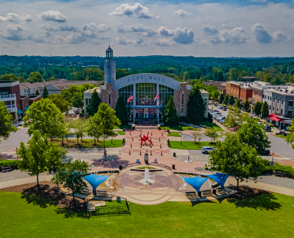Drone/Aerial Shots of the Suwanee Town Center located in downtown Suwanee GA