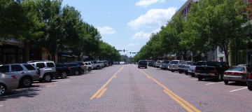 Looking down Brick laid street, Broad Street, downtown Thomasville, Georgia (2014)