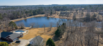 Aerial landscape Grovetown nature in winter after Hurricane Helene in Appling Augusta Georgia USA.