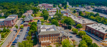 Aerial Drone view of the downtown area of Loganville, Ga.