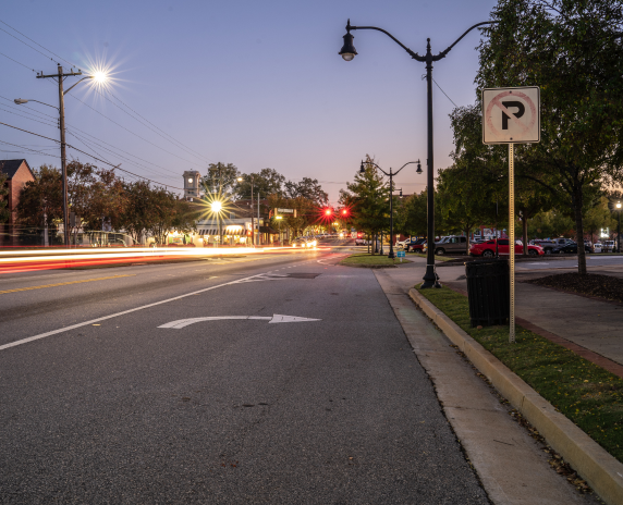 Light trails in Monroe, Georgia, USA.
